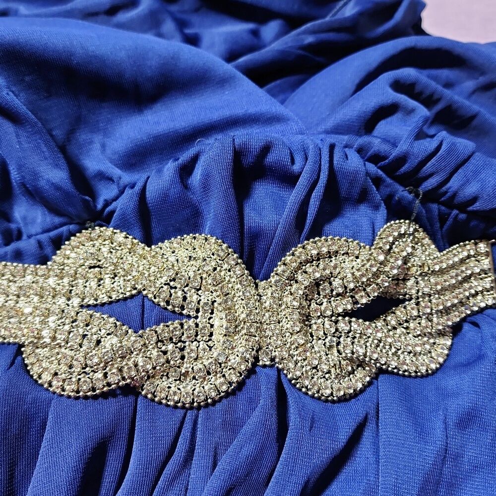 Fiesta Royal Blue/Navy Halter Maxi Dress with Jeweled Belt Size XL - Picture 9 of 11